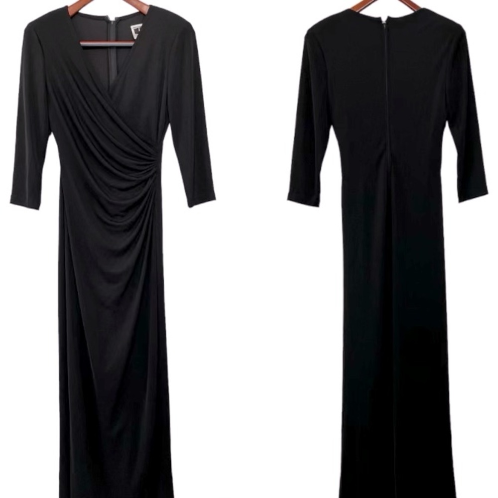 Vintage T Tadashi Shoji Black Slinky Draped Dress